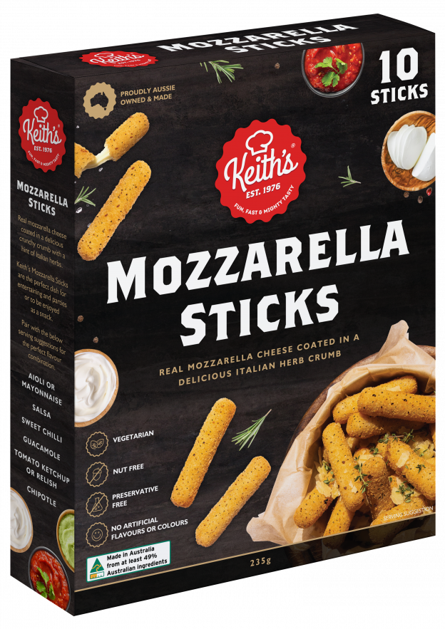 Mozzarella Sticks Retail | Keiths Quality Foods | Frozen Food Manufacturer